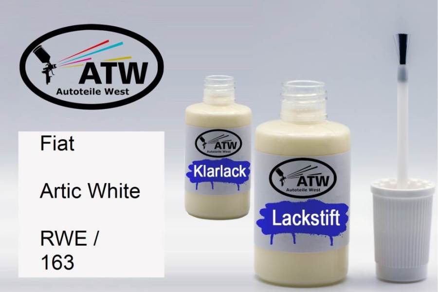 Fiat, Artic White, RWE / 163: 20ml Lackstift + 20ml Klarlack - Set, von ATW Autoteile West.